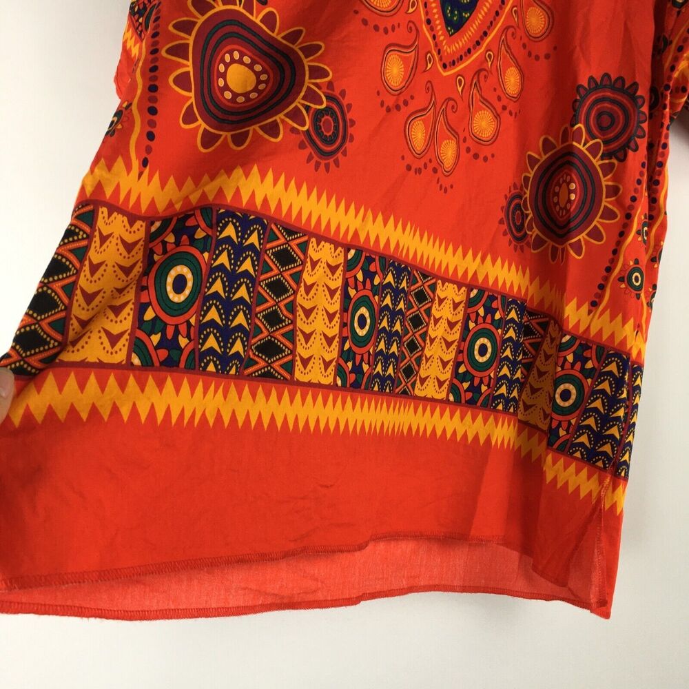 SPIRIT HALLOWEEN Dashiki Tribal Caftan SHIRT HIPPIE ETHNIC ORANGE Men Sz L/XL - Picture 6 of 16